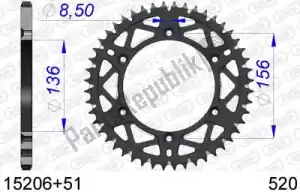 AFAM AF51520651 ktw posteriore alluminio 51t, 520 - Il fondo