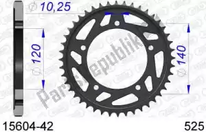 AFAM AF51560442 ktw rear alu 42t, 525 - Onderkant