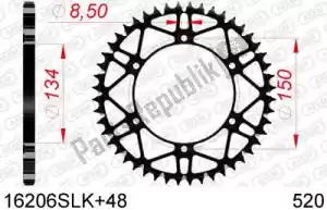 AFAM AF416206SLK48 ktw traseira aço super leve 48t, 520, preto - Lado inferior