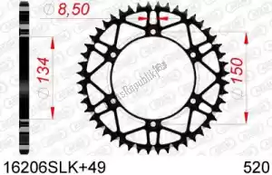 AFAM AF416206SLK49 ktw traseira aço super leve 49t, 520, preto - Lado inferior