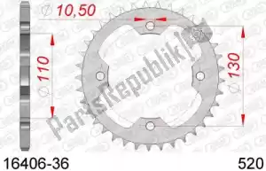 AFAM AF21640636 ktw aço traseiro 36t, 520 - Lado inferior