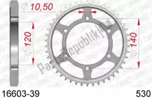 AFAM AF21660339 ktw rear steel 39t, 530 - Onderkant