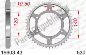 AFAM AF21660343 ktw rear steel 43t, 530 - Onderkant