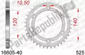 AFAM AF21660540 ktw rear steel 40t, 525 - Onderkant