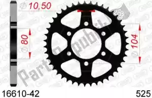 AFAM AF21661042 ktw rear steel 42t, 525 - Onderkant