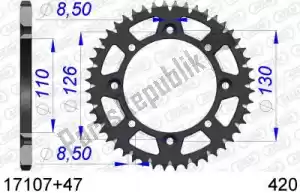 AFAM AF51710747 ktw traseiro alumínio 47t, 420 - Lado inferior