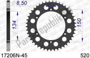 AFAM AF517206N45 ktw trasero aluminio 45t, 520 - Lado inferior