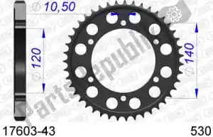 AFAM AF51760343 ktw traseira alu 43t, 530 - Lado inferior