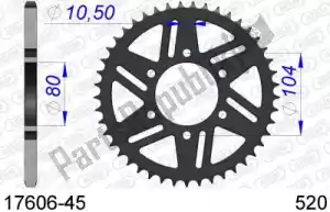 AFAM AF51760645 ktw trasero aluminio 45t, 520 - Lado inferior