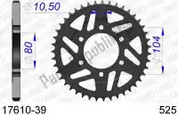 AF51761039, Afam, Ktw arrière alu 39t, 525    , Nouveau