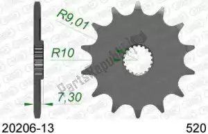 AFAM AF12020613 ktw delantero 13t, 520 - Lado inferior