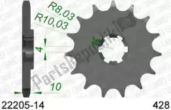 Here you can order the ktw front 14t, 428 from Afam, with part number AF12220514: