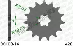 Here you can order the ktw front 14t, 420 from Afam, with part number AF13010014: