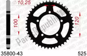 AFAM AF23580043 ktw trasero acero 43t, 525 - Lado inferior