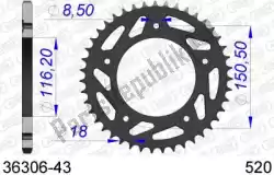 ktw rear alu 43t, 520 van Afam, met onderdeel nummer AF53630643, bestel je hier online: