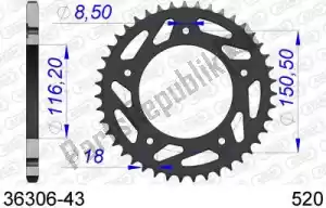 AFAM AF53630643 ktw rear alu 43t, 520 - Onderkant