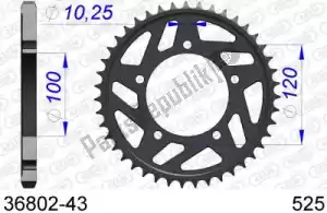 AFAM AF53680243 ktw trasero aluminio 43t, 525 - Lado inferior