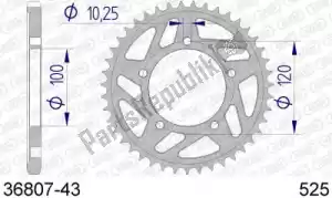 AFAM AF53680743 ktw rear alu 43t, 525 - Bottom side