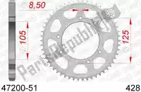 AF24720051, Afam, Ktw trasero acero 51t, 428    , Nuevo