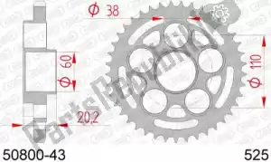 AFAM AF25080043 ktw aço traseiro 43t, 525 - Lado inferior