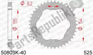 AFAM AF250803K40 ktw rear steel 40t, 525 black - Onderkant
