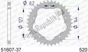 AFAM AF55160737 ktw alumínio traseiro 37t, 520 - Lado inferior