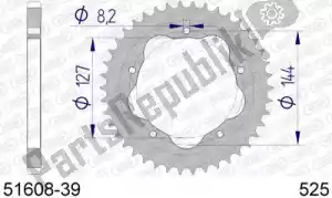 AFAM AF55160839 ktw rear alu 39t, 525 - Bottom side