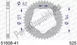 AFAM AF55160841 ktw trasero aluminio 41t, 525 - Lado inferior