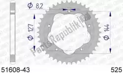 Here you can order the ktw rear alu 43t, 525 from Afam, with part number AF55160843: