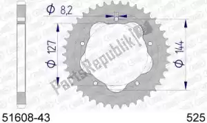 AFAM AF55160843 ktw rear alu 43t, 525 - Bottom side
