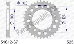 Here you can order the ktw rear alu 37t, 525 from Afam, with part number AF55161237: