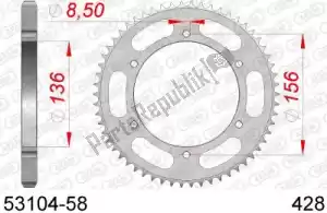 AFAM AF25310458 ktw rear steel 58t, 428 - Onderkant