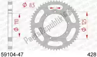 AF25910447, Afam, Ktw trasero acero 47t, 428    , Nuevo