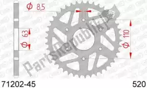 AFAM AF27120245 ktw rear steel 45t, 520 - Onderkant