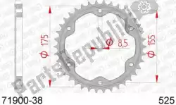 Here you can order the ktw rear steel 38t, 525 from Afam, with part number AF27190038: