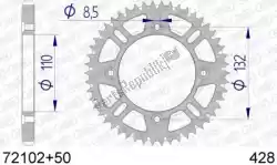 Here you can order the ktw rear aluminum 50t, 428 from Afam, with part number AF57210250: