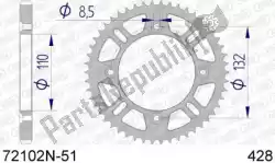 Here you can order the ktw rear alu 51t, 428 from Afam, with part number AF572102N51: