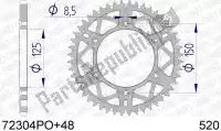 AF572304PO48, Afam, Ktw trasero aluminio 48t, 520, naranja    , Nuevo