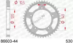 ktw rear steel 44t, 530 van Afam, met onderdeel nummer AF28660344, bestel je hier online: