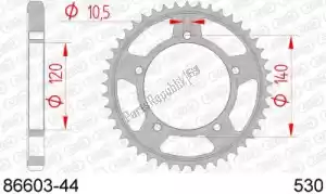 AFAM AF28660344 ktw rear steel 44t, 530 - Onderkant