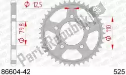 Aqui você pode pedir o ktw aço traseiro 42t, 525 em Afam , com o número da peça AF28660442: