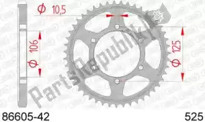 AFAM AF28660542 ktw rear steel 42t, 525 - Bottom side