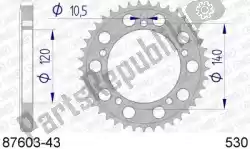 Here you can order the ktw rear alu 43t, 530 from Afam, with part number AF58760343: