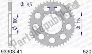 AFAM AF59330341 ktw rear alu 41t, 520 - Bottom side