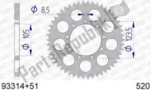 AFAM AF59331451S ktw trasero aluminio 51t, 520 - Lado inferior