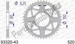 Here you can order the ktw rear alu 43t, 520 from Afam, with part number AF59332043: