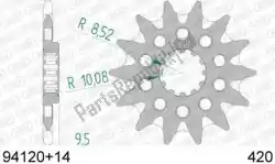 Here you can order the ktw front 14t, 420 from Afam, with part number AF19412014S:
