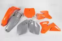 KTKIT500E999, UFO, Set plastico ktm naranja / plata (oem)    , Nuevo