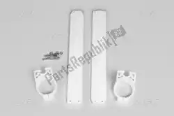 Here you can order the fork slider protectors, white from UFO, with part number YA02821045: