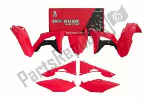 RTECH 563210677 set plastics 6 pc w/airb cov honda red-black - Bottom side